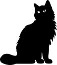 Kurilian Bobtail Cat Black Silhouette Generative Ai