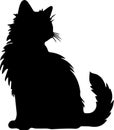 Kurilian Bobtail Cat Black Silhouette Generative Ai