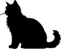 Kurilian Bobtail Cat Black Silhouette Generative Ai