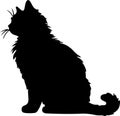 Kurilian Bobtail Cat Black Silhouette Generative Ai