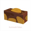 Kurimushi Yokan mochi. Traditional japanese pastry made from sweet chestnuts and red sweet bean paste anko.