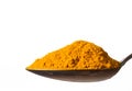 Kurkuma powder on spoon Royalty Free Stock Photo