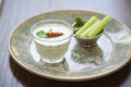 kurma accompanied by cucumber raita in a small bowl Royalty Free Stock Photo