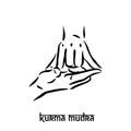 Kurma mudra. Hand spirituality hindu yoga of fingers gesture. Technique of meditation for mental health.