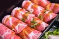 Kurobuta raw pork meat , food background