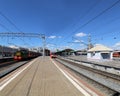 Kursky railway terminal is one of the nine railway terminals in Moscow, Russia (Panorama).