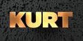 Kurt - Gold text on black background - 3D rendered royalty free stock picture