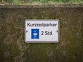 Kurzzeitparker (Short-Term Parkers) Sign in Germany Royalty Free Stock Photo