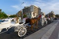 KUSADASI, TURKEY - MAY 23, 2015: Horse carriage on the street of Kusadasi, Turkey Royalty Free Stock Photo