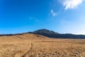 Kusasenri (kusasenri-ga-hama) prairie in January, Mt. Eboshi in the background Royalty Free Stock Photo