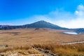 Kusasenri (kusasenri-ga-hama) prairie in January, Mt. Eboshi in the background Royalty Free Stock Photo