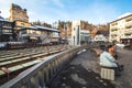 Kusatsu Onsen is one of Japan`s most famous hot spring resorts and is blessed with large volumes of high quality hot spring water Royalty Free Stock Photo