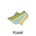 Kusel world map vector design template, graphic style isolated on white background, suitable for your company Royalty Free Stock Photo