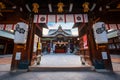 Kushida shrine in Hakata ward, founded in 757, the shrine dedicated to Amaterasu the goddess of the