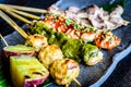 Kushiyaki Moriawase ChefÃ¯Â¿Â½s choice of 5 kinds skewers Royalty Free Stock Photo