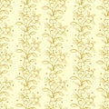 Vector seamless pattern with gold vertical berry twigs; abstract natural design. Royalty Free Stock Photo