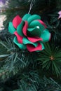 Kusudama Origami decoration in Christmas Tree Royalty Free Stock Photo