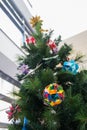 Kusudama Origami decorations in Christmas Tree Royalty Free Stock Photo