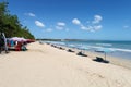 Kuta Beach in Kuta, Bali, Indonesia with sun umbrellas on the sand