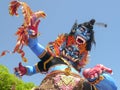 KUTA, INDONESIA - MARCH, 18, 2018: low angle shot of an ogoh-ogoh statue with a garuda at kuta beach in bali