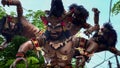 KUTA, INDONESIA - MARCH, 16, 2018: a multi-headed ogoh-ogoh statue in kuta for nyepi parade on the island of bali