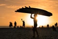 Kuta surf beach at sunset