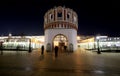 Kutafia or bridgehead tower at night, Moscow Kremlin, Russia.