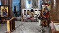 KUTAISI, GEORGIA - JUNE 22, 2023: Interior of the historic Kutaisi Cathedral of the Annunciation church. Former catholic temple,