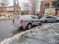 Car of security police parked in Kutaisi