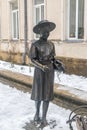 Sculpture of schoolgirl next to Kutaisi No 3 Public School