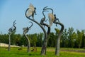 KUTAISI, GEORGIA: Sculpture of flying boy near the Parliament building in Kutaisi. Royalty Free Stock Photo