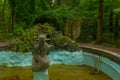 KUTAISI, GEORGIA: Sculpture in the form of a heart. Fountain in the Botanical Garden in summer.