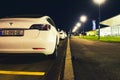 Tesla electric cars used for taxi service airport to city transfer