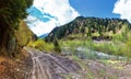 Kutaisi. Rioni River. Military road in mountains, Racha, Lower Svaneti, Georgia Royalty Free Stock Photo
