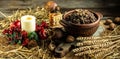 Kutia. Traditional ukrainian Christmas ceremonial grain dish with honey, raisins and poppy seeds. Christmas sweet dishes in