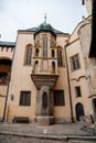 Kutna Hora, Central Bohemian, Czech Republic, 5 March 2022: Italian Courtyard or Vlassky dvur, medieval architecture gothic and