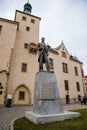 Kutna Hora, Central Bohemian, Czech Republic, 5 March 2022: Italian Courtyard or Vlassky dvur with tower, medieval architecture