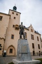 Kutna Hora, Central Bohemian, Czech Republic, 5 March 2022: Italian Courtyard or Vlassky dvur with tower, medieval architecture