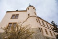 Kutna Hora, Central Bohemian, Czech Republic, 5 March 2022: Italian Courtyard or Vlassky dvur with tower, medieval architecture