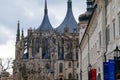 Kutna Hora, Central Bohemian, Czech Republic, 5 March 2022: St. Barbara`s Church with lancet windows, Unique gothic stone Royalty Free Stock Photo