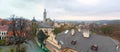 Kutna Hora city panorama skyline view church, college, vineyard, roofs Royalty Free Stock Photo