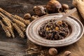 kutya traditional Slavic holiday ritual dish with wheat, poppy, walnuts and honey. Slavic holiday ritual dish. banner