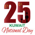 Kuwait celebration 25-26 February national day Kuwait, festive icon vector illustration Royalty Free Stock Photo
