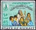 KUWAIT - CIRCA 1968: A stamp printed in Kuwait from the `International Human Rights Year` issue shows Palestine Refugees