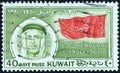 KUWAIT - CIRCA 1960: A stamp printed in Kuwait shows Sheikh Abdullah and flag, circa 1960.