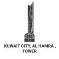 Kuwait City, Al Hamra , Tower travel landmark vector illustration
