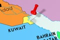 Kuwait, Kuwait City - capital city, pinned on political map