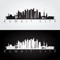 Kuwait city skyline and landmarks silhouette Royalty Free Stock Photo