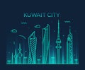 Kuwait city skyline silhouette vector linear style Royalty Free Stock Photo