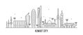 Kuwait city skyline vector linear style buildings